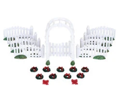 Lemax Village Collection Plastic Arbor & Picket Fences With Decorations, Set Of 20 #04233