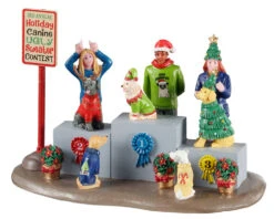 Lemax Village Collection Canine Holiday Sweater Contest Table Accent #13556