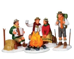 Lemax Village Collection Alpine Ski Party, Set Of 4, B/O Lighted Accessory #14356