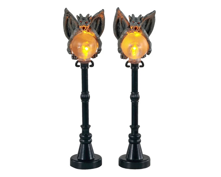 Lemax Village Collection Gargoyle Lamp Post, Set Of 2, Battery Operated #14829 3 Lemax Village Collection Gargoyle Lamp Post, Set Of 2, Battery Operated #14829