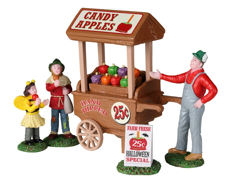 Lemax Village Collection Candy Apple Cart, Set Of 5 #22108 3 Lemax Village Collection Candy Apple Cart, Set Of 5 #22108