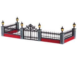 Lemax Village Collection Lighted Wrought Iron Fence, Set Of 5, B/O Lighted Accessory #54303