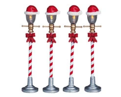 Lemax Village Collection Santa Hat Street Lamp, Set Of 4 #64472