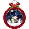 Red Snowing Christmas Ball With Santa And Snowman -Kurt Adler Shop QH050SS R
