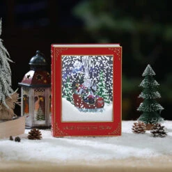 Red Snowing Christmas Book With Santa