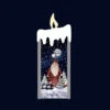 Silver Snowing Flat Candle With Santa -Kurt Adler Shop SCF2154ST4BS
