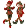 17in Metallic Plaid Bendable Elf Ornament, Assorted Styles