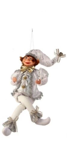 17in Fabric White And Silver Bendable Elf