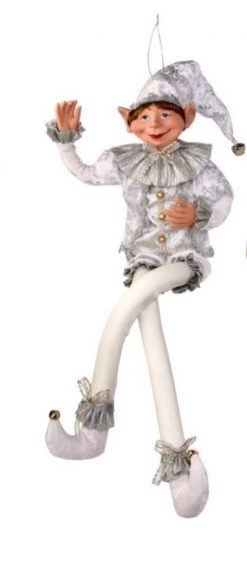 30in Fabric White And Silver Bendable Elf
