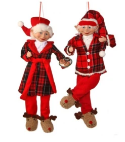 17in Fabric Bendable Pajamas Elf, Assorted Styles