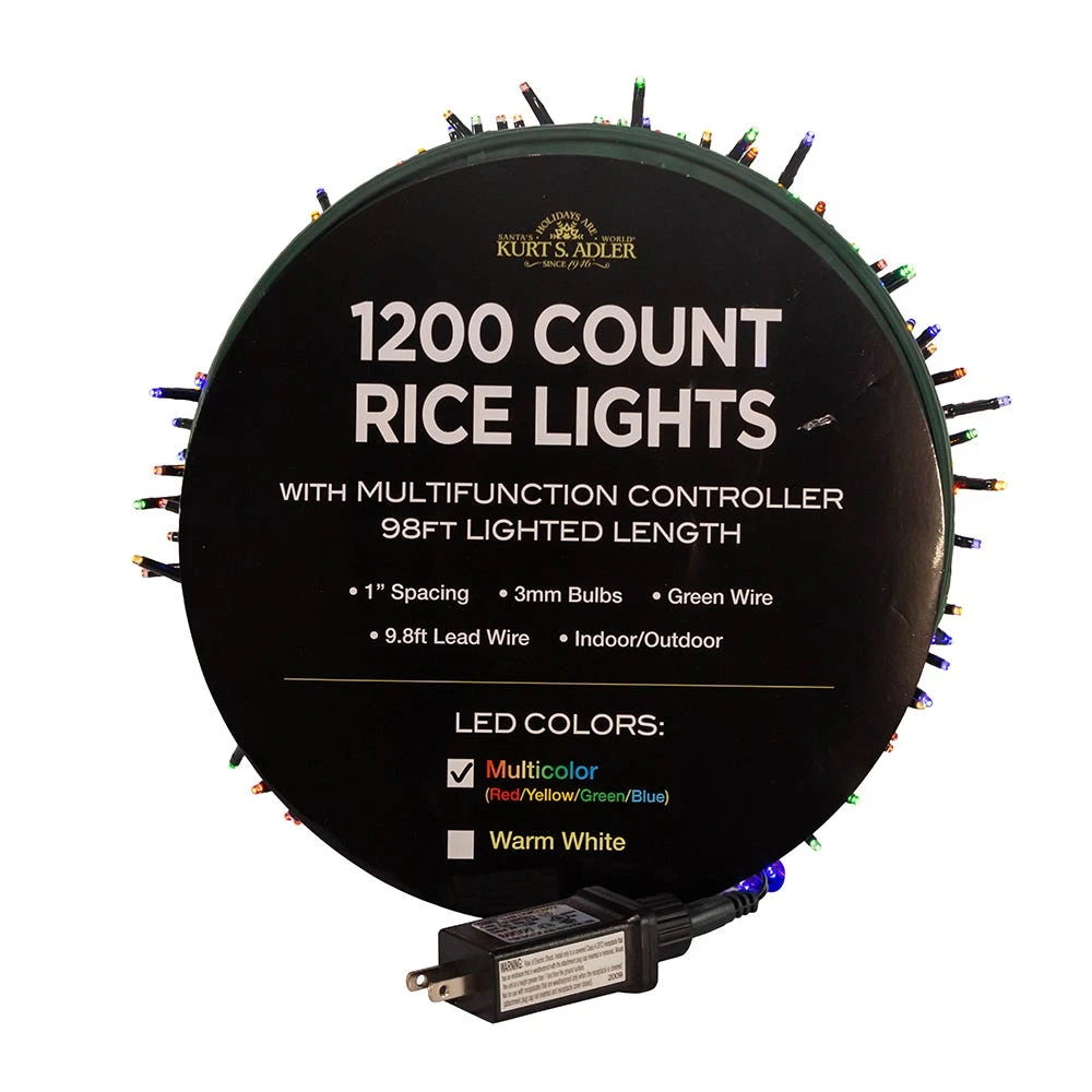Kurt Adler 1200-Light 98-Foot Multi-Color LED Rice Light Set 3 Kurt Adler 1200-Light 98-Foot Multi-Color LED Rice Light Set