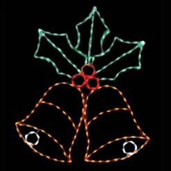 LED Blinking Bell With Holly Leaf #LED-BBH60