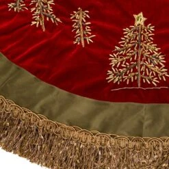 Kurt Adler 50-Inch Burgundy Ribbon Trees Tree Skirt With Green Tassel Border -Kurt Adler Shop c1202 02 028beeba 5078 4297 8ee7 0a00fb7b8ecd