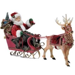 Kurt Adler 10-Inch Santa In Sleigh With Deer