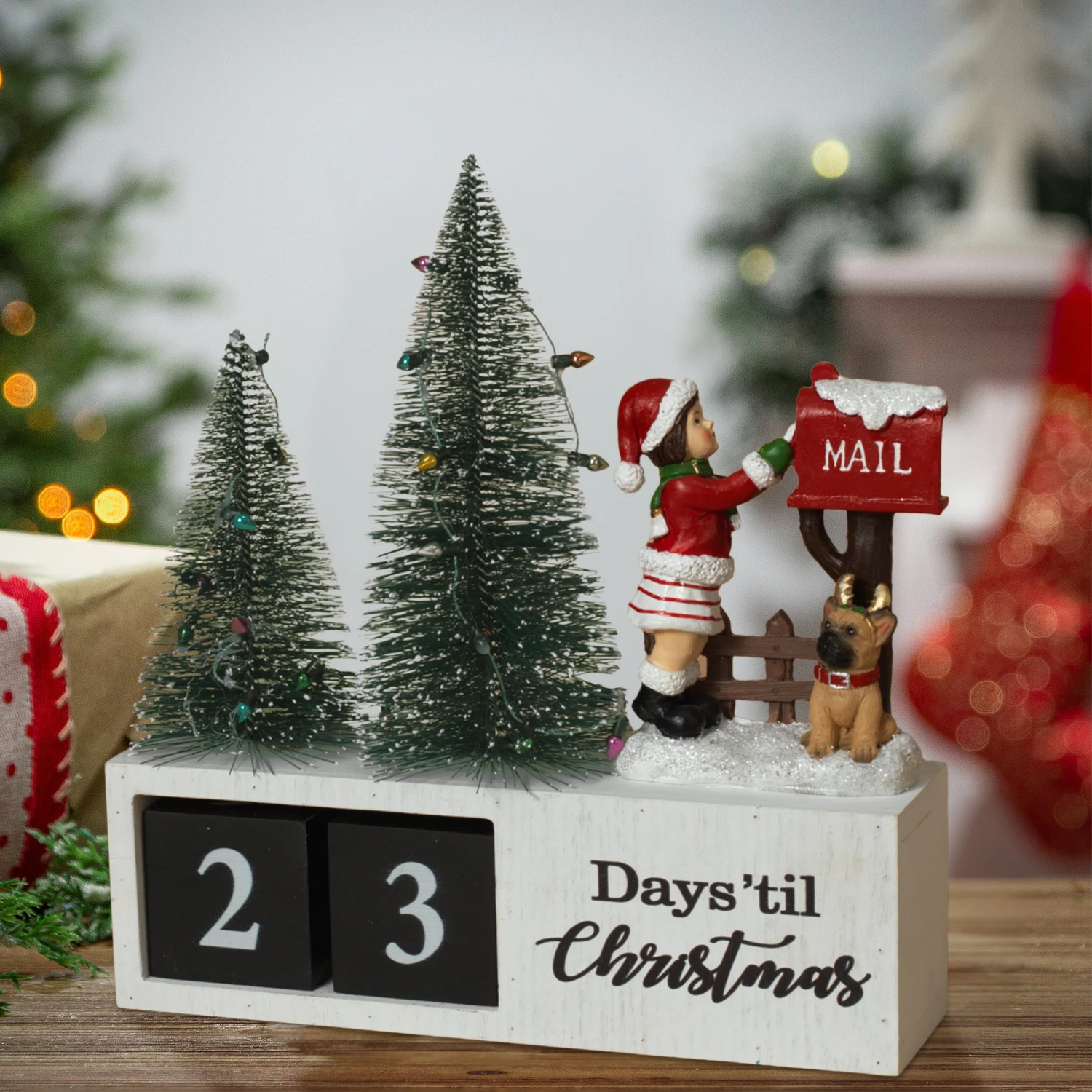 Wood Traditional Christmas Holiday Countdown Calendar Decor 4 Wood Traditional Christmas Holiday Countdown Calendar Decor - Image 2