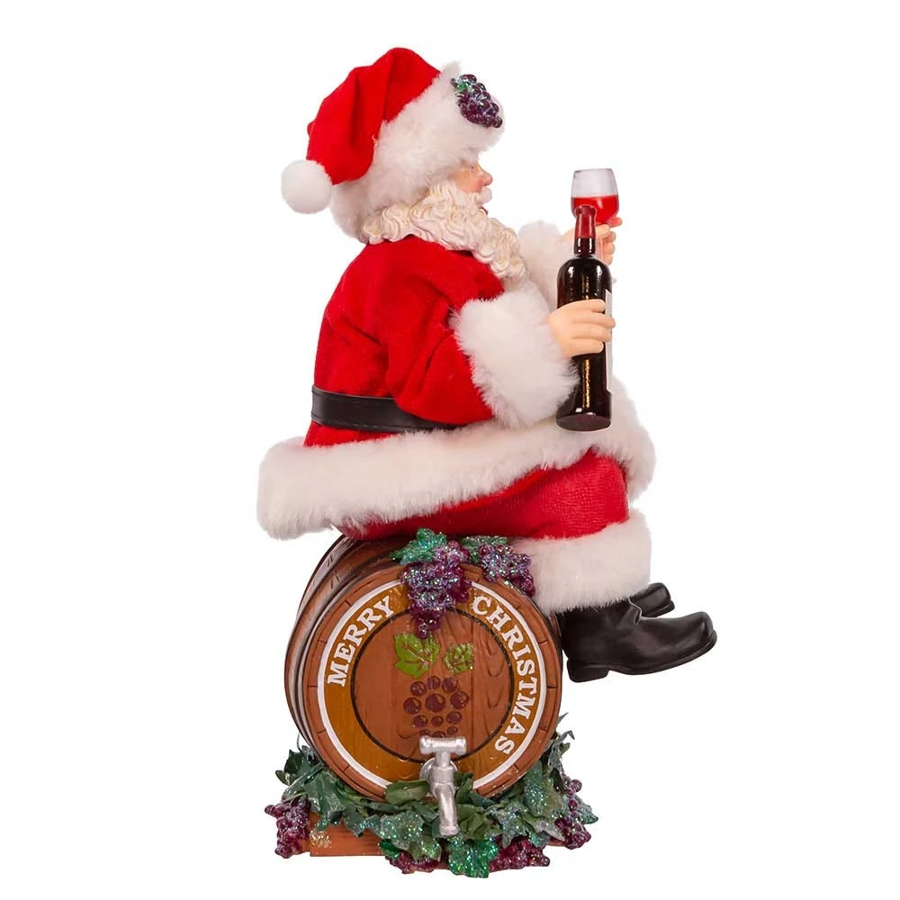 Kurt Adler 10.5-Inch Fabriché Santa Sitting On Wine Barrel 4 Kurt Adler 10.5-Inch Fabriché Santa Sitting On Wine Barrel - Image 2