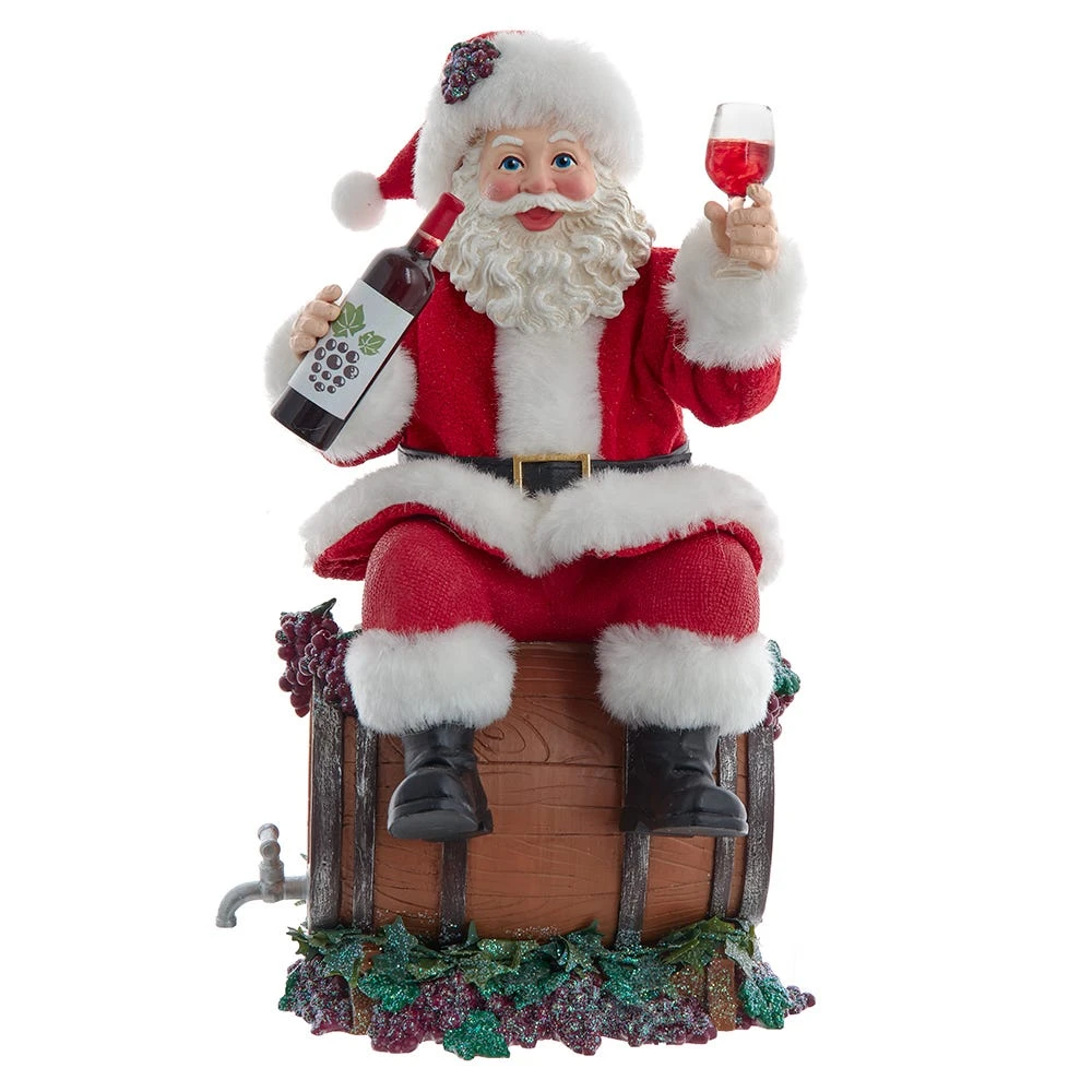 Kurt Adler 10.5-Inch Fabriché Santa Sitting On Wine Barrel 3 Kurt Adler 10.5-Inch Fabriché Santa Sitting On Wine Barrel
