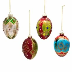 Kurt Adler 65MM Glass Egg Ornaments, 4 Piece Set -Kurt Adler Shop gg0990 03 c3d39fc2 d665 4ff4 b086 bfbc471866b2
