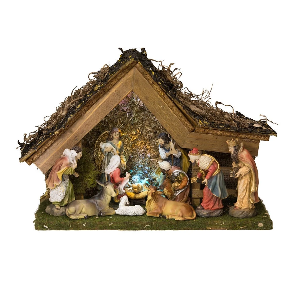 Kurt Adler 9.5-Inch Musical LED Nativity Set With Figures And Stable 3 Kurt Adler 9.5-Inch Musical LED Nativity Set With Figures And Stable