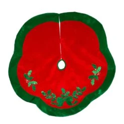 Kurt Adler 48-Inch Velvet Red With Green Leaves Applique Tree Skirt -Kurt Adler Shop h5244 01 1973b616 741d 402d b021 af757989d1c1
