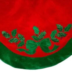 Kurt Adler 48-Inch Velvet Red With Green Leaves Applique Tree Skirt -Kurt Adler Shop h5244 02 a43ef463 15bd 4a6b 905a b77c0917570f