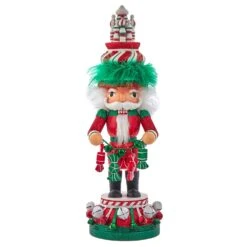 Kurt Adler 15-Inch Hollywood Nutcrackers™ Red, White And Green Candy Tower Hat Nutcracker