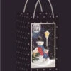 Blue Snowing Square Handbag With Snowman