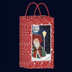 Red Snowing Square Handbag With Santa