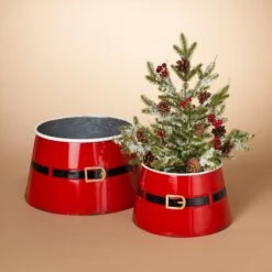 Set Of 2 Nesting Metal Santa Belt Mini Tree Collars -Kurt Adler Shop idhrwhvcilgbxblo1vh6