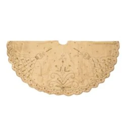 Kurt Adler 48-Inch Gold Tree Skirt With Handwork Details