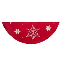 Kurt Adler 60-Inch Red Snowflake Embroidered And Pleated Tree Skirt