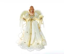 Kurt Adler 14-Inch Battery-Operated Ivory And Gold LED Angel Treetop
