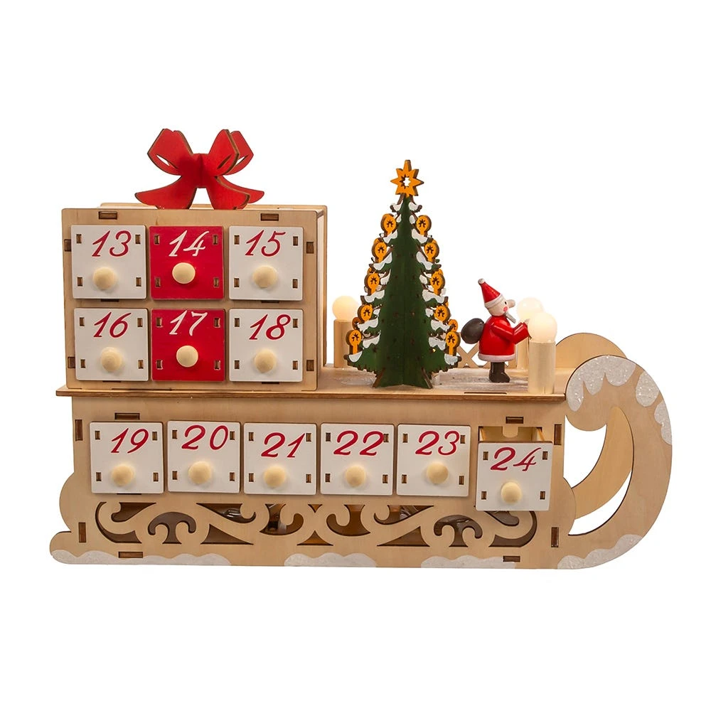 Kurt Adler 8.30-Inch Battery Operated 6-light LED Santa Sleigh With Advent Calendar 5 Kurt Adler 8.30-Inch Battery Operated 6-light LED Santa Sleigh With Advent Calendar - Image 3