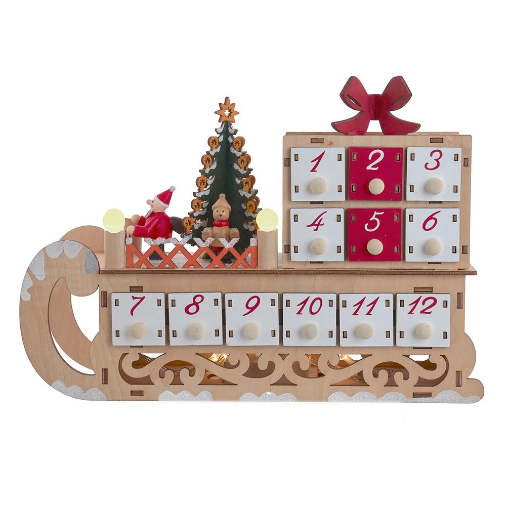 Kurt Adler 8.30-Inch Battery Operated 6-light LED Santa Sleigh With Advent Calendar 3 Kurt Adler 8.30-Inch Battery Operated 6-light LED Santa Sleigh With Advent Calendar