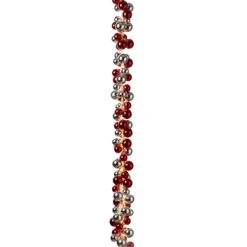 58.5-Inch Long Electric Red And Silver Lighted Ornament Strung Garland
