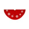 Red And White Snowflake Christmas Pompoms Tree Skirt, Velvet