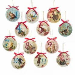 Kurt Adler 85mm Decoupage Ball Ornament Set Of 12