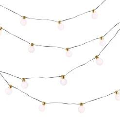 White And Gold Light Garland, 30 Warm Battery LEDs With Timer