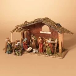 9 Piece 15.25-Inch-Long Resin Nativity Scene With Moss Stable -Kurt Adler Shop to9tog3fntokixp2mrlp