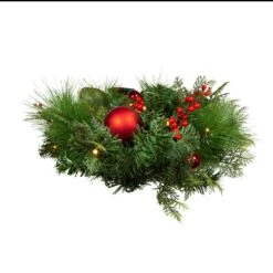 Kurt Adler 26-Inch Battery-Operated Pre-Lit Red And Green Wall Tree With Bow -Kurt Adler Shop tr0208led 06 0543acc9 4266 45a6 a1fe bc4c9251a901
