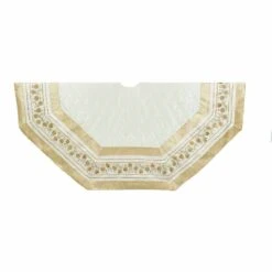 Kurt Adler 54-Inch Ivory Treeskirt With Gold Pinecones