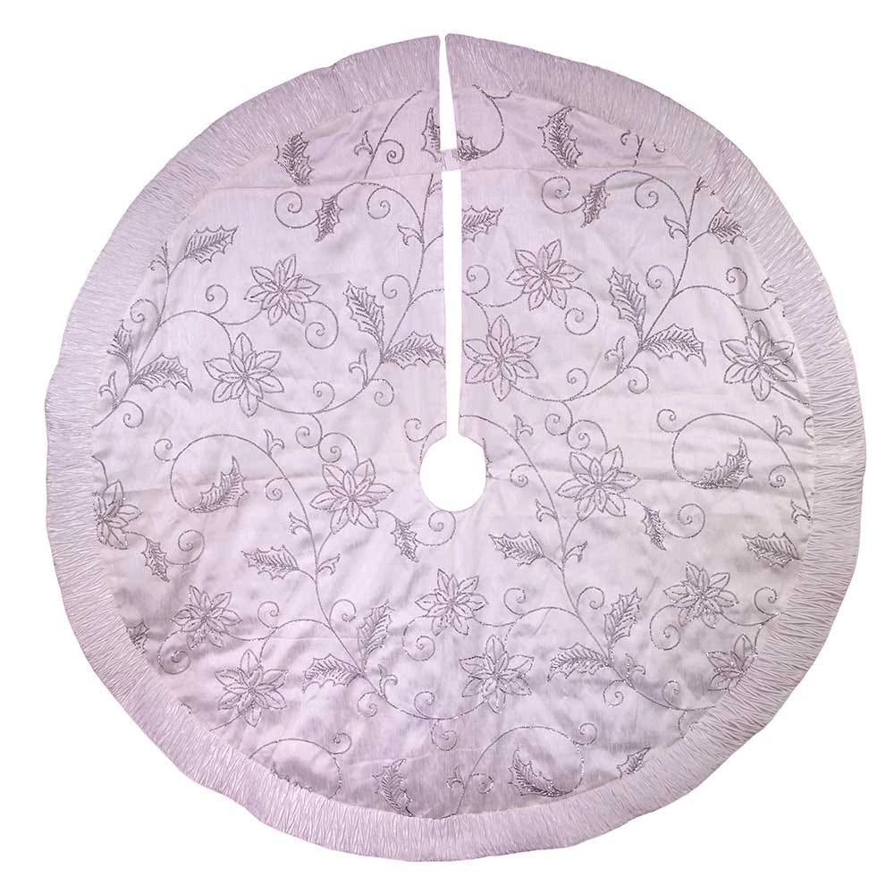 Kurt Adler 50-inch White Tree Skirt With Sequin Flowers 4 Kurt Adler 50-inch White Tree Skirt With Sequin Flowers - Image 2