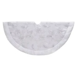 Kurt Adler 50-inch White Tree Skirt With Sequin Flowers