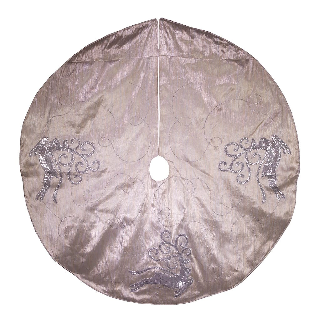 Kurt Adler 50-inch Light Gold Tree Skirt With Reindeer 4 Kurt Adler 50-inch Light Gold Tree Skirt With Reindeer - Image 2