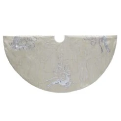 Kurt Adler 50-inch Light Gold Tree Skirt With Reindeer