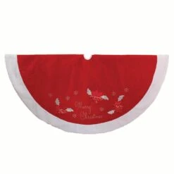 Kurt Adler 72-Inch Red And White Velvet Merry Christmas Applique Treeskirt