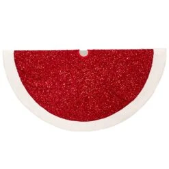 Kurt Adler 54-Inch Red Sequins With White Border Tree Skirt