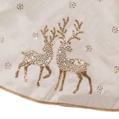 Kurt Adler 72-Inch White Tree Skirt With Gold Glitter Tree And Reindeer Design -Kurt Adler Shop ts0282 03 a5aebcf2 3b50 40a9 b72d c2568fe34d73