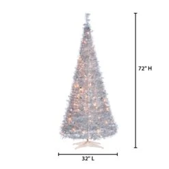 Sterling 6 Ft. Pre Lit Warm White LED Pop Up Silver Tinsel Tree -Kurt Adler Shop ucyagn7wi8tkt9r0n68h