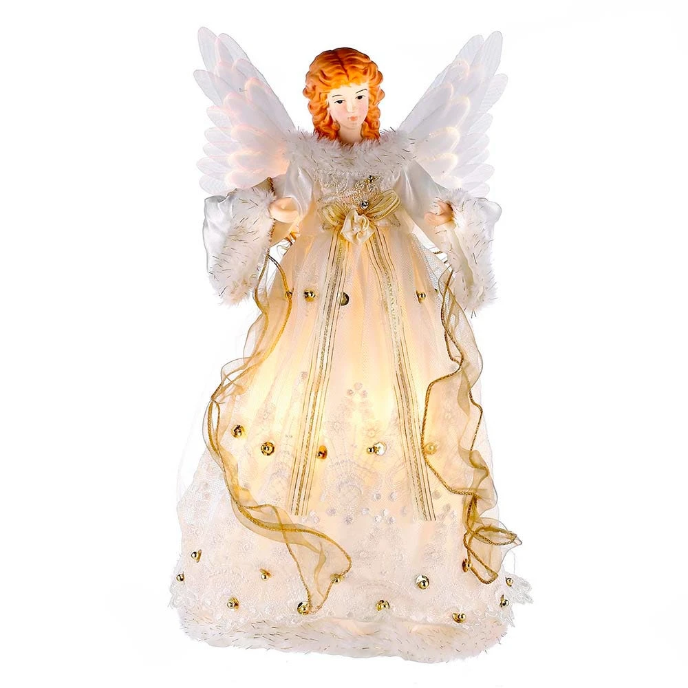Kurt Adler 14-Inch Ivory And Gold Fiber Optic Animated Angel Treetop 3 Kurt Adler 14-Inch Ivory And Gold Fiber Optic Animated Angel Treetop